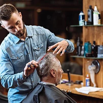 Hairdresser and man chair